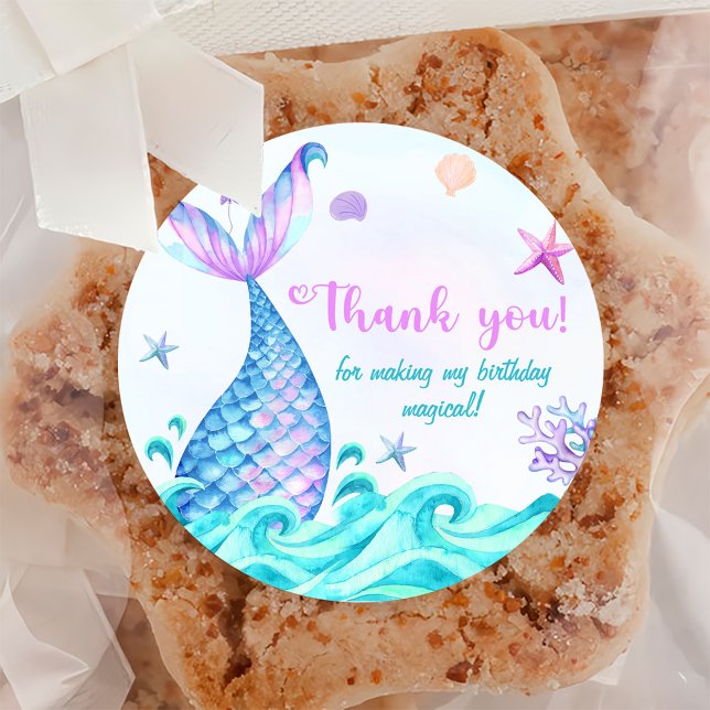 Adesivo Festa de primeiro aniversario de Sereia (Criador carregado)