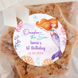 Adesivo Festa de primeiro aniversario de Sereia