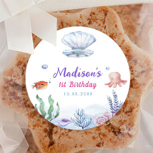 Adesivo Festa de primeiro aniversario de Sereia