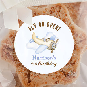 Adesivo Festa de primeiro aniversario de Tema de Avião de 