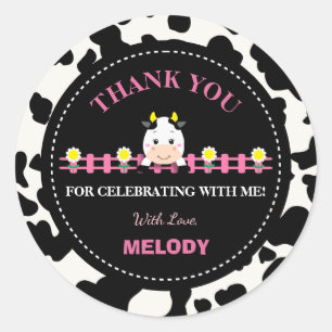 Adesivo Festa de primeiro aniversario de vaqueiro rosa dos