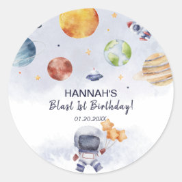 Adesivo Festa de primeiro aniversario do Astronauta Outer 