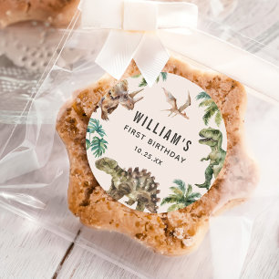 Adesivo Festa de primeiro aniversario do Dinossauro de Aqu