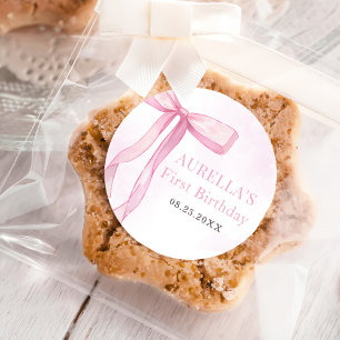 Adesivo Festa de primeiro aniversario Rosa