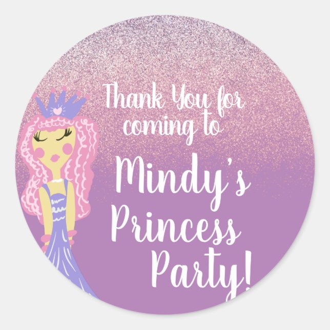 Adesivo Festa de Princesa Fofa Doodle (Frente)