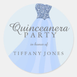 Adesivo Festa de Quinceanera Glitter Azul