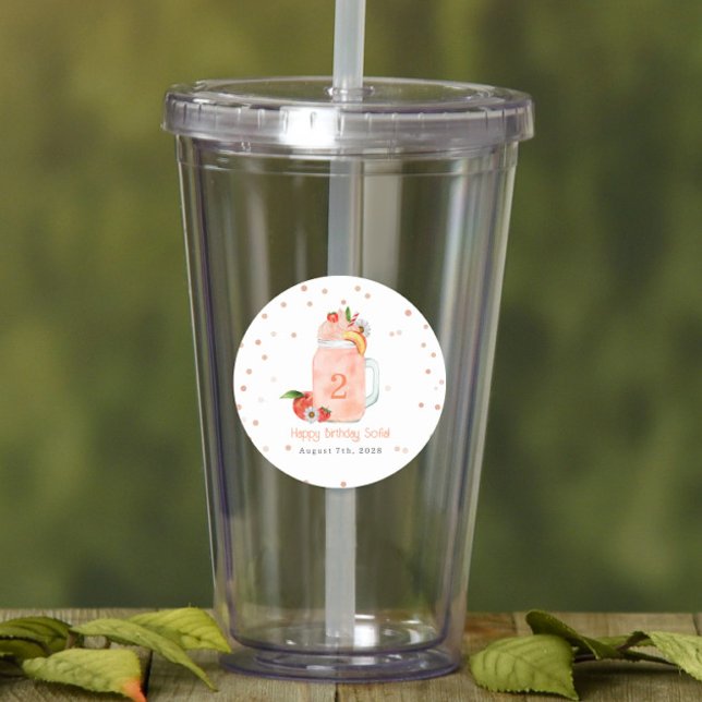 Adesivo Festa de segundo aniversário de Peach Smoothie (Criador carregado)