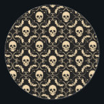 Adesivo Festa de Skulls & Bats do Halloween Preto e Creme<br><div class="desc">Padrão de Halloween bonito,  preto e creme/bronzeado. Você pode adicionar texto se quiser. Concebida por Freepik</div>