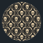 Adesivo Festa de Skulls & Bats do Halloween Preto e Creme<br><div class="desc">Padrão de Halloween bonito,  preto e creme/bronzeado. Você pode adicionar texto se quiser. Concebida por Freepik</div>