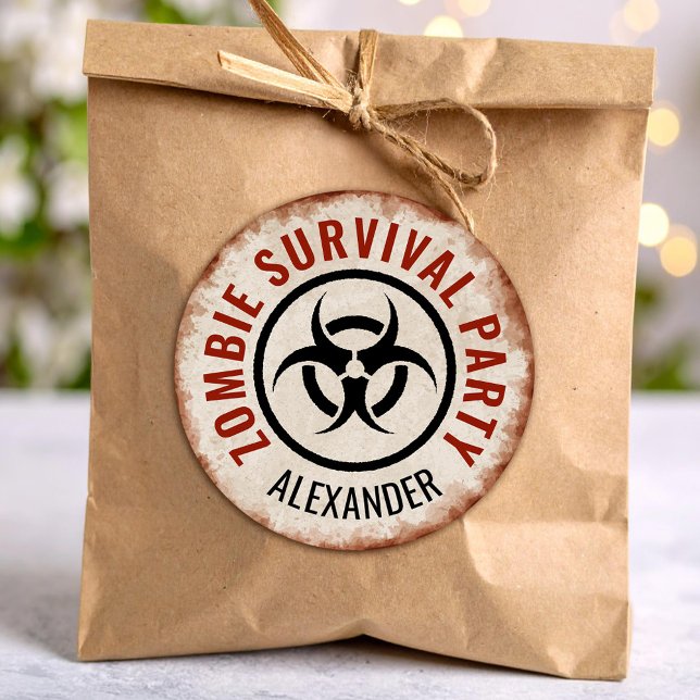 Adesivo Festa de sobrevivência de zumbi enferrujada (Criador carregado)