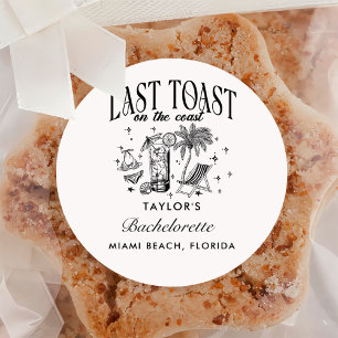 Adesivo Festa de Solteira Costeira Moderna Coquetel Preto