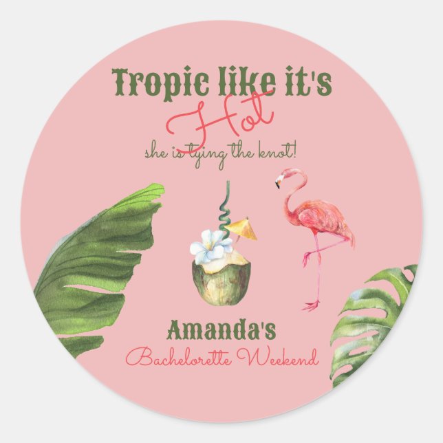 Adesivo Festa de solteira de Primaveras de palma rosa quen (Frente)