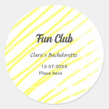 festa de solteira do Fun Club fundo amarelo linhas