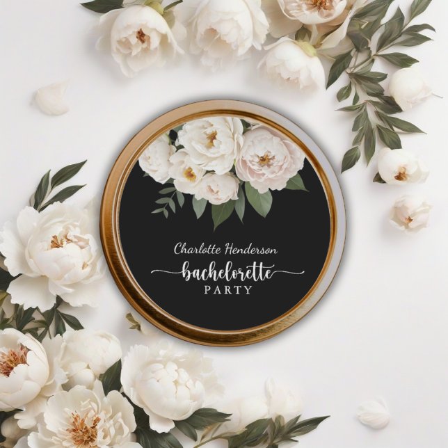 Adesivo Festa de solteira Floral Preta E Branca (Criador carregado)