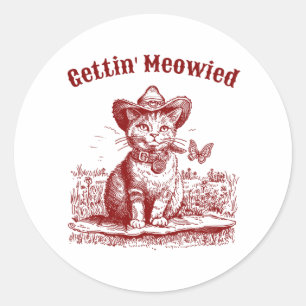 Adesivo Festa de Solteira Meowdy Cowgirl Cowboy Gato Noiva