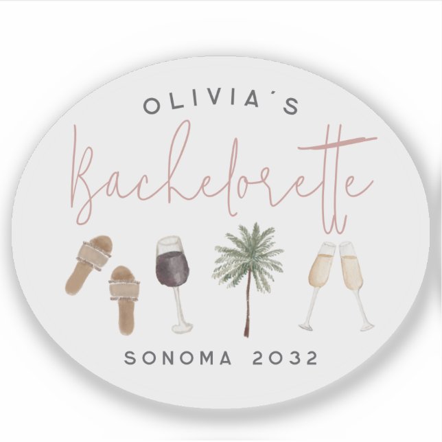 Adesivo Festa de Solteira Personalizada no País do Vinho (Frente)