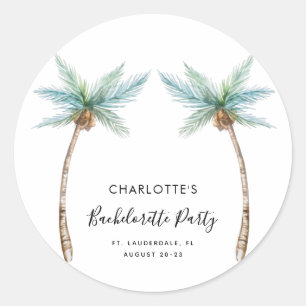Adesivo Festa de Solteira Tropical com Palmeiras na Costa