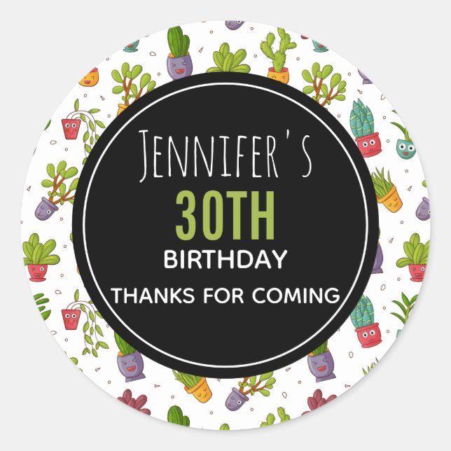 Adesivo Festa de Suculentos Cactus Bonitos Obrigado (Frente)