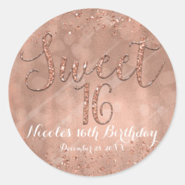 Adesivo Festa de Sweet 16 Favor Rosa Dourado Glamour