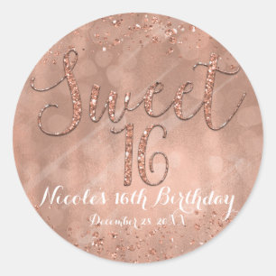 Adesivo Festa de Sweet 16 Favor Rosa Dourado Glamour