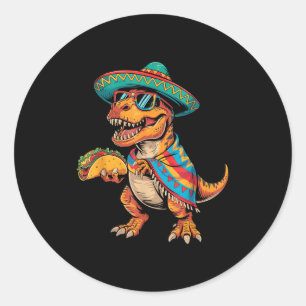 Adesivo Festa de taco T-rex cinco de maio dino de chapéu