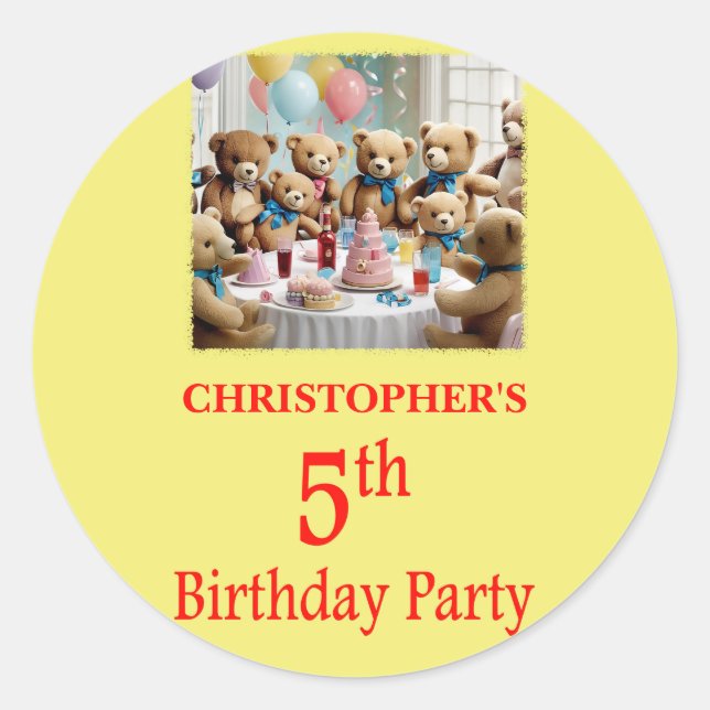Adesivo Festa de Ursos de Festa de aniversário 5 (Frente)