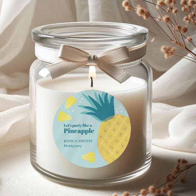 Adesivo Festa De vamos Como Um Abacaxi (Vibrant and fresh sticker design featuring a modern abstract pineapple design. )