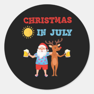 Adesivo Festa de Verão Havaiana Papai Noel Rena Natal Em 