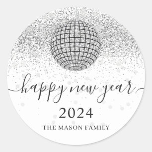 Adesivo Festa de Véspera de ano novo da Silver Disco Ball