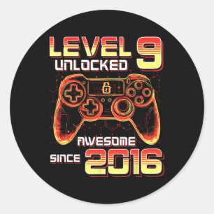Adesivo Festa de Video Game Nível 9 Desbloqueado Aniversár