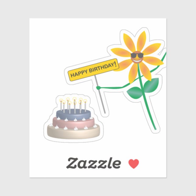 Adesivo Festa de vinhetas de aniversário felizes (Folha)