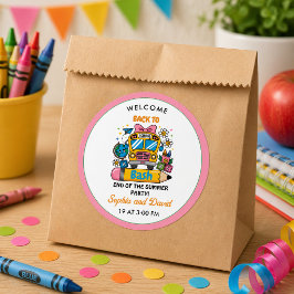 Adesivo Festa de Volta às Aulas! Festa de Fim de Verão Edi