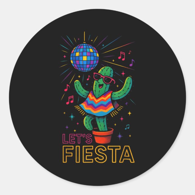 Adesivo Festa do cinco de maio mexicana cacto engraçada va (Frente)