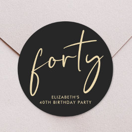 Adesivo Festa Dourada de aniversário de 40 anos Chic Black