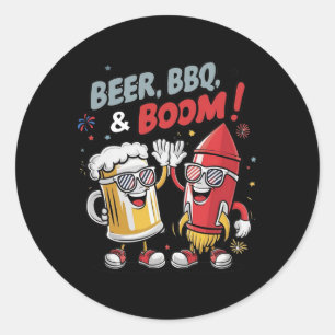 Adesivo Festa Engraçada de Boom de Churrasco de Cerveja