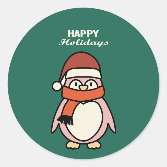 Adesivo festa feliz do pinguim no Natal (Frente)