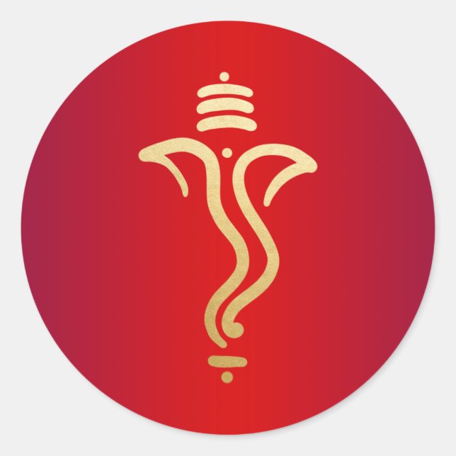 Adesivo Festa Ganesh de Ouro Vermelho/ Deus Indiano (Frente)