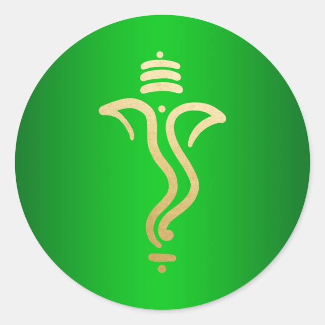 Adesivo Festa Ganesh Verde Dourado/ Deus Indiano (Frente)