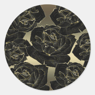 Adesivo Festa Glamour Rosa Dourado e Preto Elegante Clássi