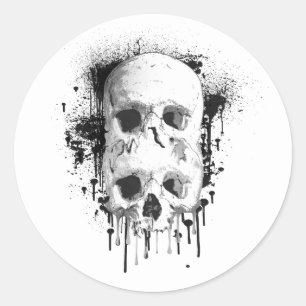 Adesivo Festa Gráfica de Tinta Preta Skull Drip