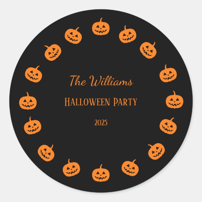 Adesivo Festa Laranja do Dia das Bruxas (Frente)