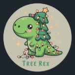 Adesivo Festa Leve de Dinossauro de Natal Rex<br><div class="desc">Festa Leve de Dinossauro de Natal Rex</div>