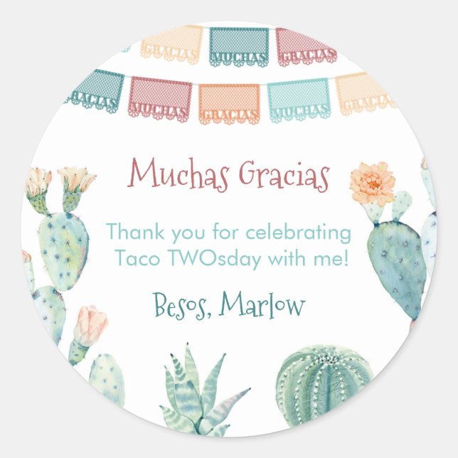 Adesivo Festa Mexicana Taco TWOsday THREE-esta Obrigado (Frente)