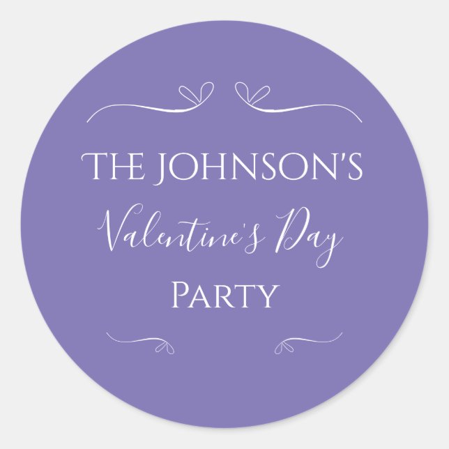 Adesivo Festa Moderna de Dia dos Namorados no Roxo (Frente)