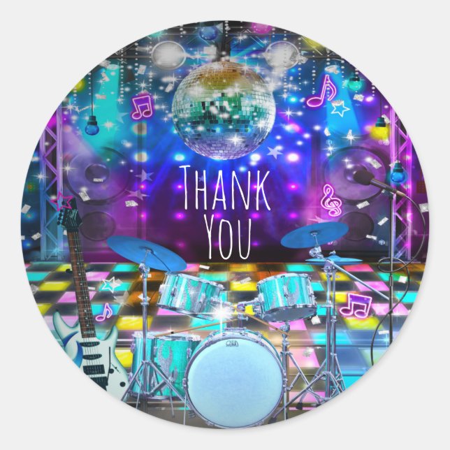 Adesivo Festa Musical de Aniversário do pop Rock STAR DANC (Frente)