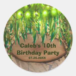 Adesivo Festa na JUNGLE Favor de festa com estampa de folh