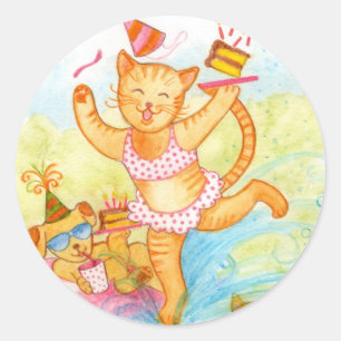 Adesivo Festa na piscina do aniversário do gato
