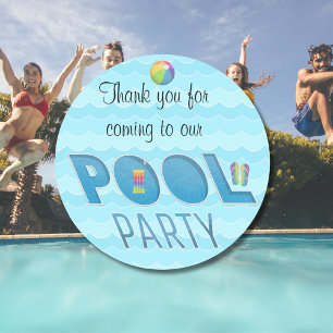 Adesivo Festa na Piscina Obrigado versão Arco-íris