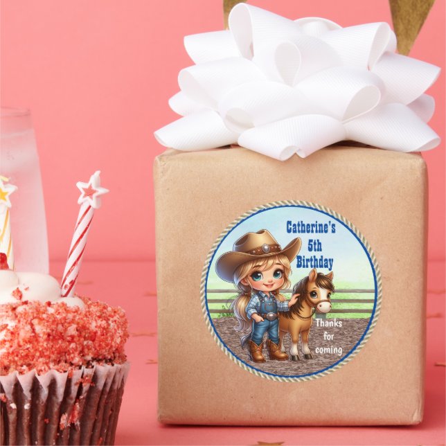 Adesivo Festa Ocidental Pequena Vaquinha Com Cavalo Person (Festa)