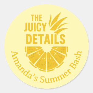 Adesivo Festa Personalizada de Abacaxi Amarelo Negrito